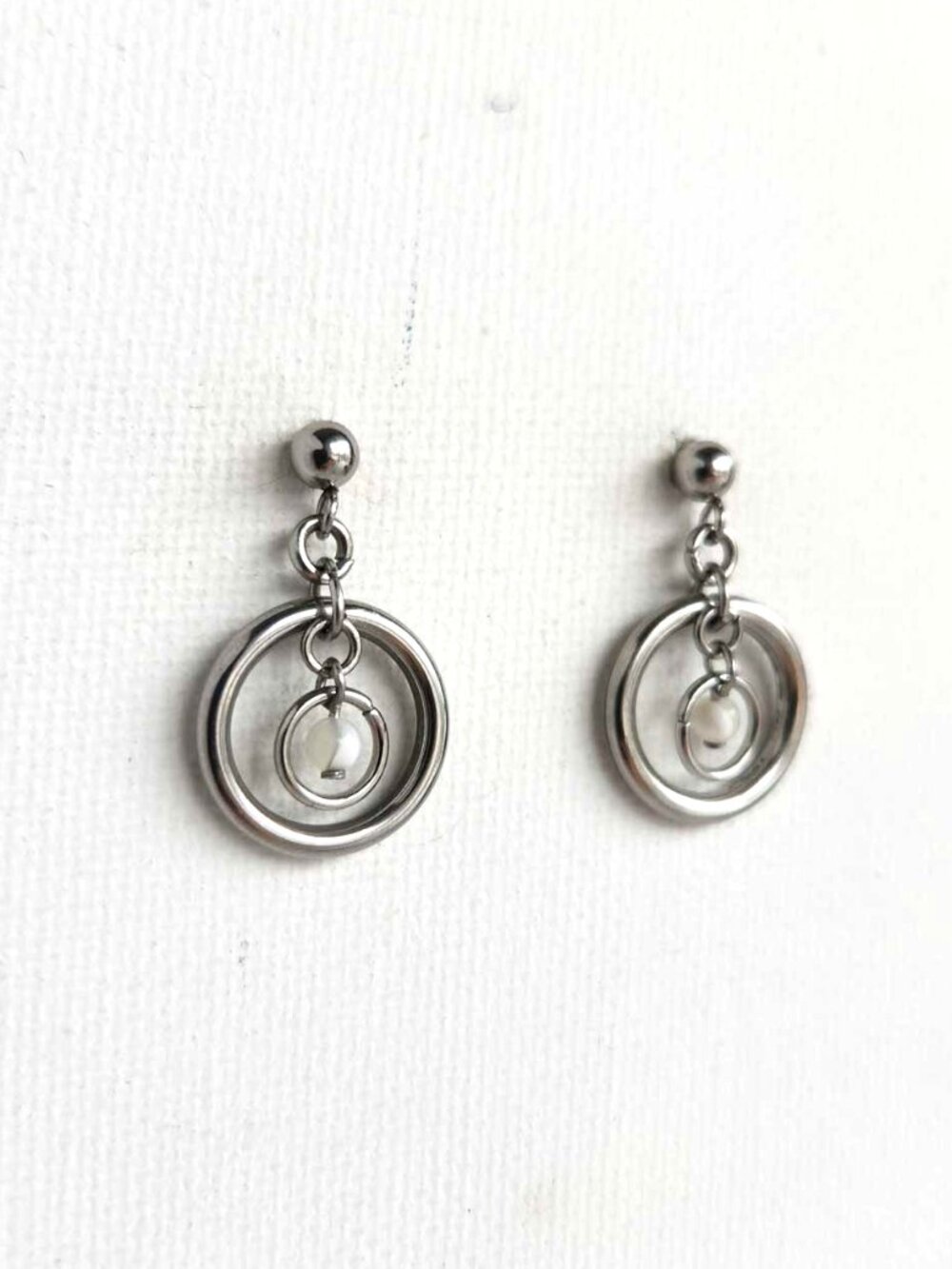 Vintage everyday silver hoop and abalone earrings